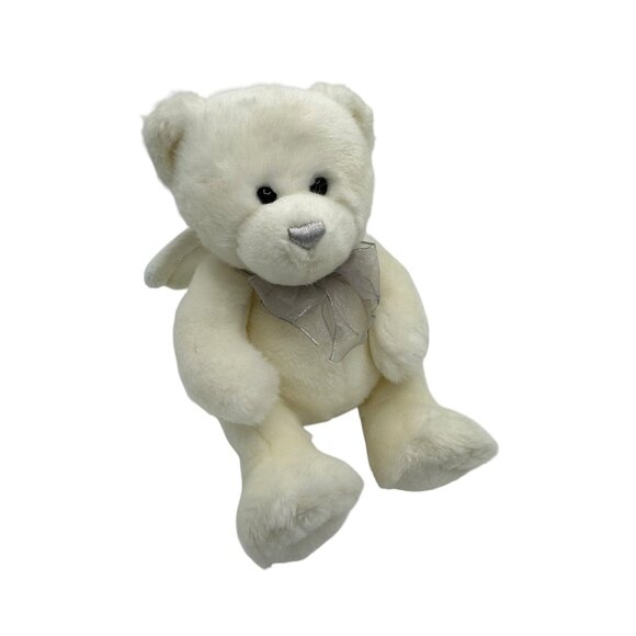 Ty‎ 2008 Angel Bear Plush Sparkle Wings Silver Bow Weighted bottom - Picture 1 of 8